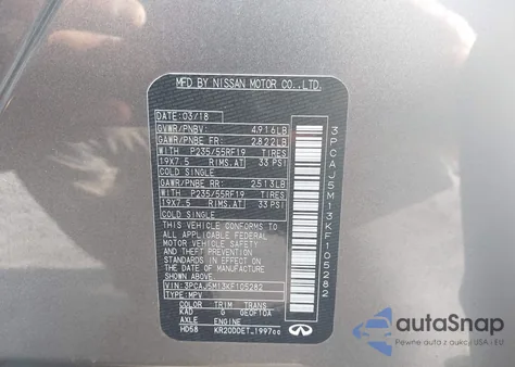 2019 Infiniti Qx50 Essential z USA, uszkodzony, nr VIN 3PCAJ5M13KF105282